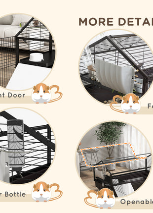 Small Animal Playpen Cage with Rolling Caster, Water Bottle 46.5"