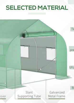 20' x 10' x 7' Walk-in Tunnel Greenhouse with Zippered Mesh Door and 8 Mesh Windows, Gardening Plant Hot House with Galvanized Steel Hoops, Green