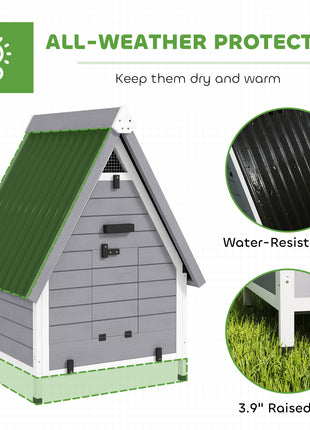 Chicken Coop for 2 Chickens, Outdoor Wooden Chicken House with Removable Nesting Box & Roosting Bar, Tray, Ramp
