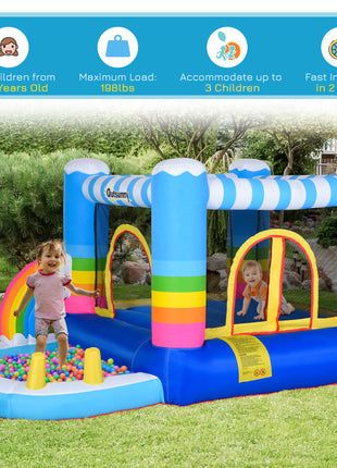 Inflatable Bounce House for Kids 2-in-1 Jumping Castle for Indoor Outdoor Party with Trampoline, Pool, Carry Bag & Air Blower