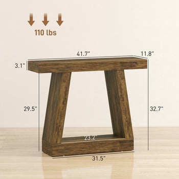 42" Farmhouse Console Table, 2-Tier Entryway Table with Storage for Hallway, Living Room, Behind Couch, Rustic Brown