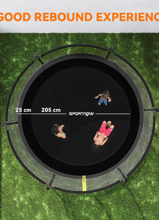 8ft Outdoor Trampoline with Net Enclosure, Curved Poles and Safety Pad, ASTM Approved, Black