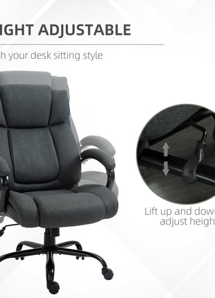 Executive Office Chair with Wide Seat, Computer Desk Chair with Adjustable Height, Swivel Wheels, Gray