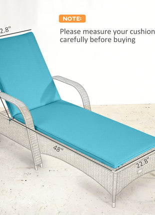 Foldable Chaise Lounge Cushion Set of 2, Outdoor Lounge Chair Cushion Set, UPF50+ 200gsm Fabric, 48" x 23", Light Blue