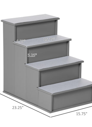 Pet Stairs, Small Dog Steps for Couch Bed with Cushioned Removable Covering, 15.75" x 23.25" x 21.25", Grey