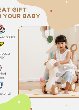 Rocking Horse for Toddlers 1-3 Years, 4-in-1 Baby Rocking Horse with Detachable Balance Board and Push Handle, Brown
