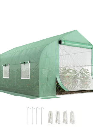 11.5' x 10' x 6.5' Outdoor Portable Walk-In Tunnel Greenhouse with Windows-Deep Green