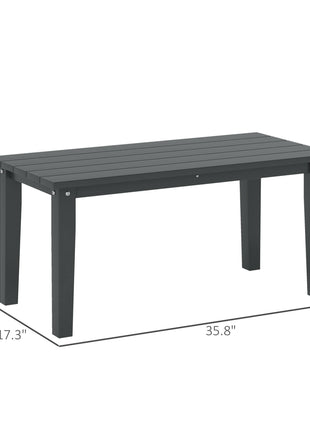 Rectangle Outdoor Coffee Table, HDPE All-Weather Outdoor Patio Table with Slatted Tabletop for Yard, Balcony, Black