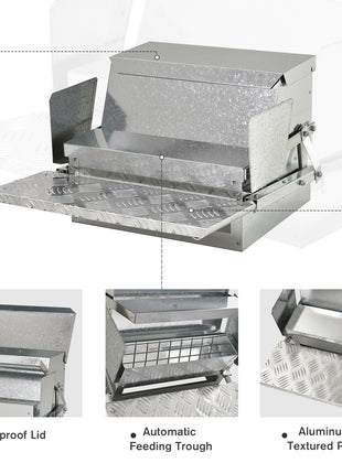 25 lbs Capacity Automatic Chicken Poultry Feeder with a Galvanized Steel and Aluminium Build, Weatherproof Design