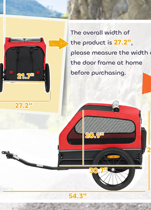 Dog Bike Trailer for Small & Medium Dogs, Universal Bicycle Coupler, Flip-Down Ramp Tailgate, Red