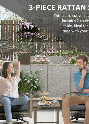 Patio Bistro Set, Porch Furniture with Soft Cushions and Rocking Function for Yard, Lawn, Porch, Dark Gray