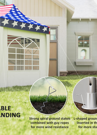 22.3 x 16.4 ft Heavy Duty Party Tent, Outdoot Canopy Tent with 2 Doors and 6 Windows, American Flag