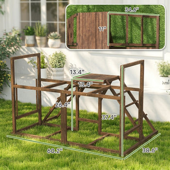 Chicken Activity Play Set with Multiple Chicken Perches, Swing, Ladder, Platform for 3-4 Chickens, Coffee