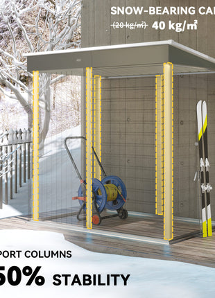 6' x 4' Outdoor Garden Shed, Metal Storage Shed with Lockable Door and Gloves for Backyard Garden Patio, Light Gray