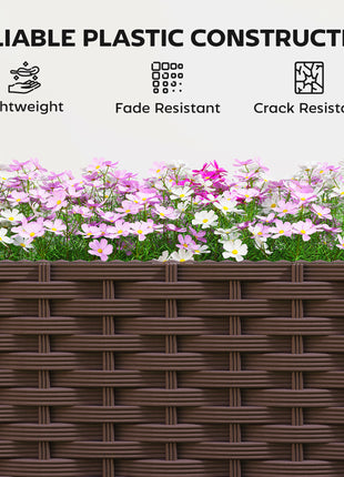 Planter Box with Trellis, Self Watering Raised Garden Bed with Lockable Wheels and Drainage Holes, Brown