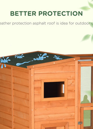 Wooden Outdoor Catio with Platforms, Asphalt Roof, Ramps, Natural
