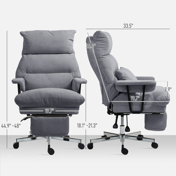 Executive Office Chair with Lumbar Support, Footrest, High Back Reclining Overstuffed Desk Chair with, Gray