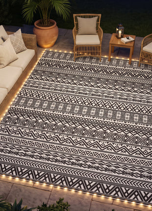 Outdoor Rug Carpet with USB Lights Reversible Patio Rug with Carry Bag for Camping 10' x 8'