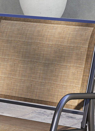 Outdoor Glider Chair, Steel Swing Chai with Curved Armrests for Porch, Garden, Poolside, Balcony, Brown
