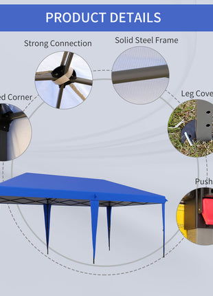 10' x 19.2' Outdoor Gazebo Pop Up Canopy Party Tent with Carrying Bag, Blue