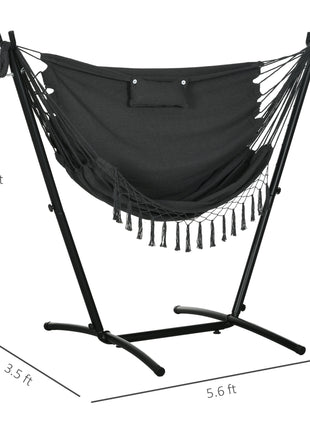 U Shape Stand Hammock Chair, Headrest Include Hammock Swing, Dark Gray
