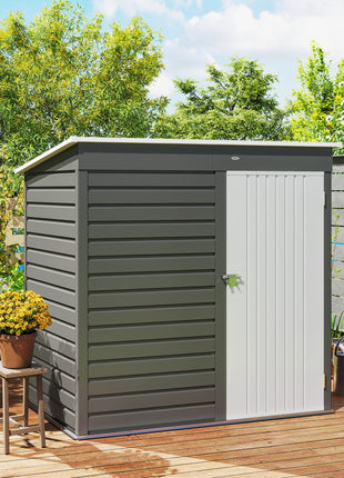 6' x 4' Outdoor Garden Shed, Metal Storage Shed with Lockable Door and Gloves for Backyard Garden Patio, Light Gray