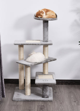 40" 5-Level Revolving Stair Cat Tree Scratcher Climbing Activity Tower with Play Center and Resting Perch - Gray