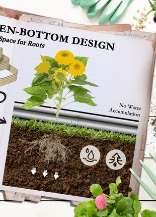 3-Tier Raised Garden Bed Set w/ Safety Edging, Open Bottom for Vegetables, Herbs, Flowers, 62.25" x 43" x 32.25", Cream
