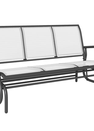 3-Person Outdoor Patio Glider Bench, Porch Glider Swing with 3 Seats, Breathable Mesh Fabric, Metal Frame, Cream White