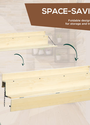 Hanging Balcony Table, Spruce Wood Foldable Railing Bar, Serving Table & Desk, Fits up to 3.9 Inches, Natural