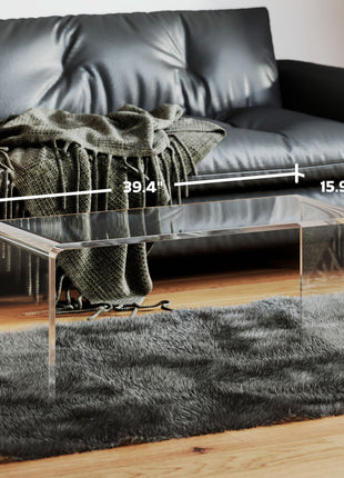 Acrylic Coffee Table 39" Long Rectangle Tea Table for Living Room Clear