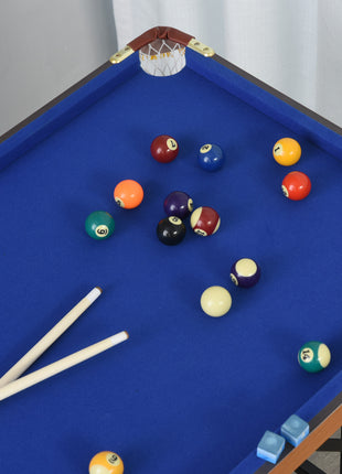55" Portable Folding Billiards Table Game Pool Table for Whole Family Number Use With Cues, Ball, Rack, Chalk, Blue
