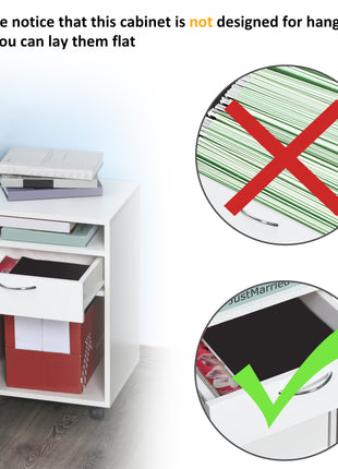 Mobile Storage Cabinet Organizer with Drawer and Cabinet, Printer Stand with Castors, White
