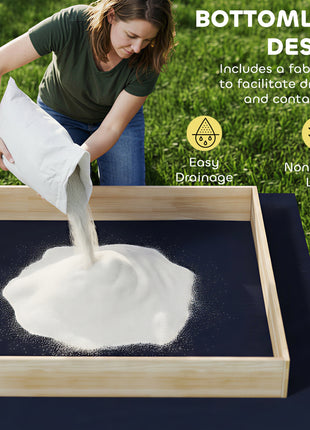 Wooden Sandbox with Digger, Kids Sandbox with 360° Rotating Seat & Bottom Liner, 72" x 35" x 22"