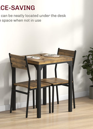 3 Piece Dining Room Set for 2, Dining Table Set for Breakfast Nook, Small Space, Apartment, Space Saving, Rustic Brown