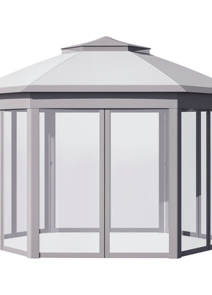 11' x 13' Pop Up Gazebo Canopy Tent with Zippered Mesh Sidewalls and Carrying Bag, Event Tent Shelter for Patio Garden Backyard, Gray