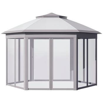11' x 13' Pop Up Gazebo Canopy Tent with Zippered Mesh Sidewalls and Carrying Bag, Event Tent Shelter for Patio Garden Backyard, Gray