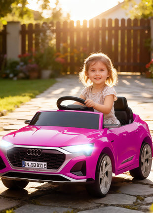 Audi Q8 e-tron Sportback Licensed 12V Battery Powered Kids Electric Car w/ Spring Suspension, Soft Start, Pink