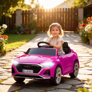Audi Q8 e-tron Sportback Licensed 12V Battery Powered Kids Electric Car w/ Spring Suspension, Soft Start, Pink