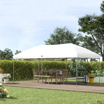 10' x 19' Pop Up Canopy with Easy Up Steel Frame, 3-Level Adjustable Height and Carrying Bag, Sun Shade Event Party Tent for Patio, Backyard, Garden, Off-White