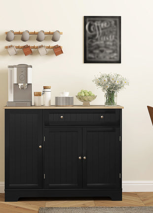 Modern Sideboard Cabinet, 41" Kitchen Buffet Cabinet with Drawer, Adjustable Shelf, 3 Doors for Dining Room, Black