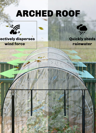 Walk-in Tunnel Greenhouse, Hoop House Greenhouse with 8 Roll-Up Doors, 10' x 3' x 6.5', Clear