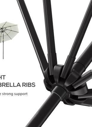 9FT 3 Tiers Patio Umbrella Outdoor Market Umbrella with Crank, Push Button Tilt for Deck, Backyard and Lawn, Beige