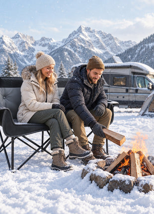 Heated Double Camping Chair, Oversized Folding Padded Camp Loveseat Couch with 3 Heat Levels and 4 Heating Zones