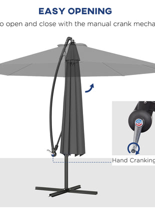 10' Cantilever Tilt Offset Patio Umbrella w/ UV & Water Safe Material & Cross Base (Weight Not Included), Gray