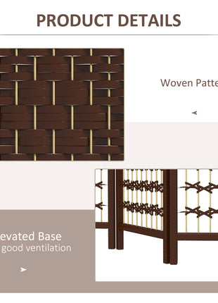 3 Panel Folding Room Divider Portable Privacy Screen Wave Fiber Room Partition for Home Office Brown