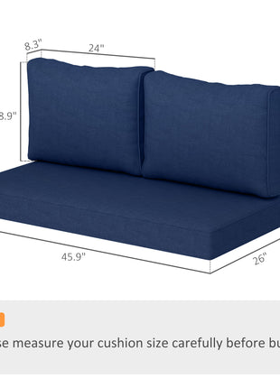 2 Seat Patio Furniture Cushions, 46x26x5 in, Thick Outdoor Loveseat Cushion Set with Removable Cover