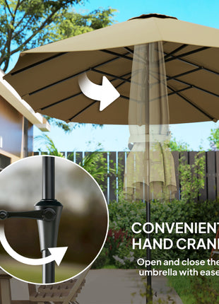 13 ft. Extra Large Patio Umbrella with Easy Crank Handle, Vents for Outdoor, Patio, UPF30+, Coffee