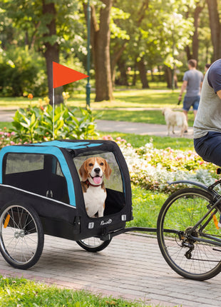 Dog Bike Trailer, Pet Cart Bicycle Carrier with 20" Air Tires, Quick-Release Wheels, Reflectors, Flag