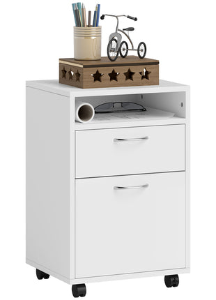 Mobile Storage Cabinet Organizer with Drawer and Cabinet, Printer Stand with Castors, White